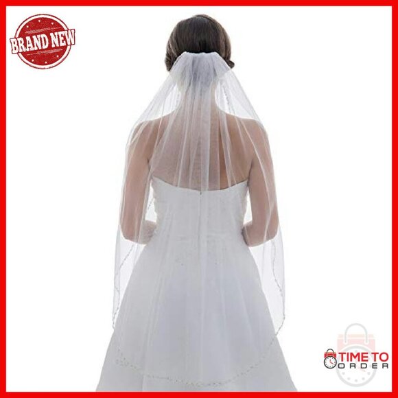 Fingertip Length Wedding Veil with Pearl Beading and Comb main image 5